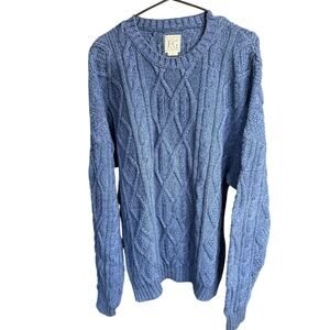 Field Gear Men's Chunky Cable Knit Fisherman Sweater Heavyweight Blue XL Preppy